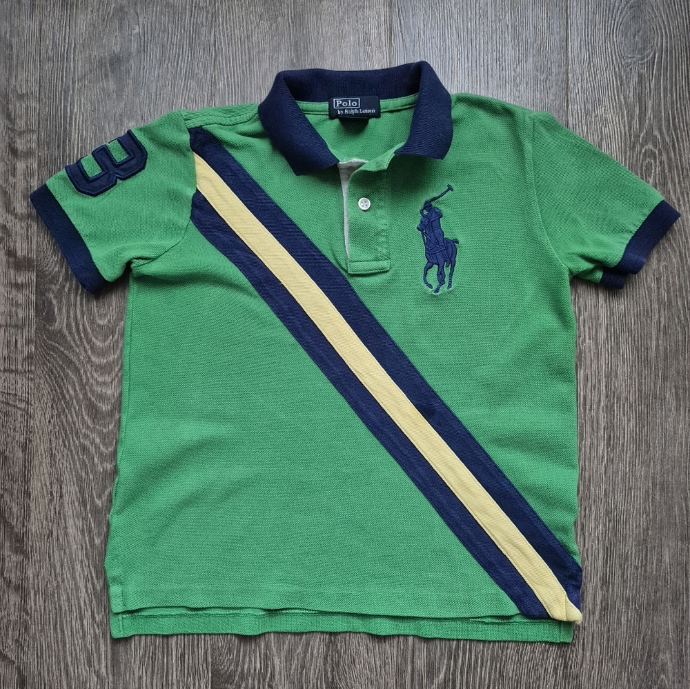 Polo Ralph Lauren Boys Cotton  Big Pony Top. Green Blue Yellow Size 6